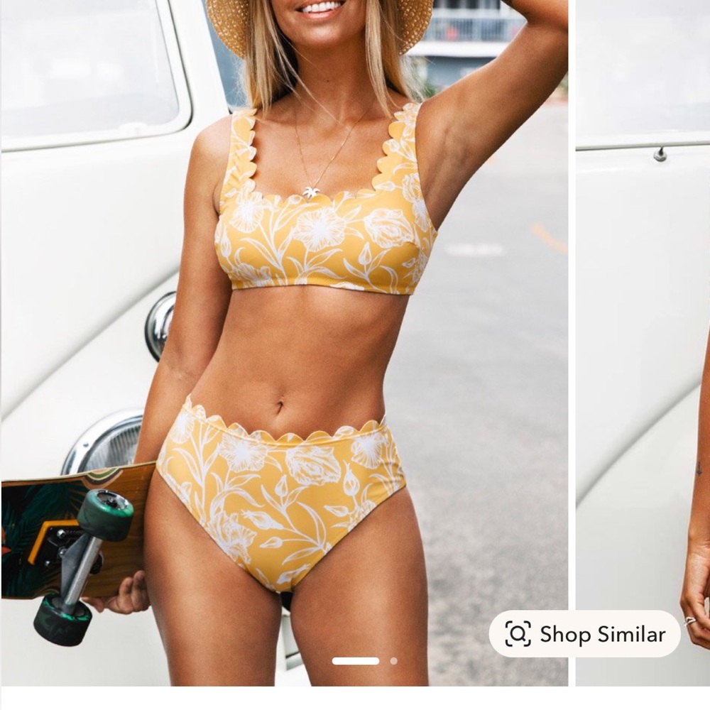 Charleigh Floral Yellow Wide Straps Bikini